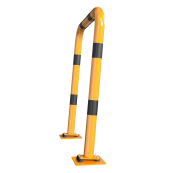 Anti-nudge hoop | flexible, tiltable | steel tube  76 mm | yellow / black | total width: 400 mm | height above ground: 650 mm